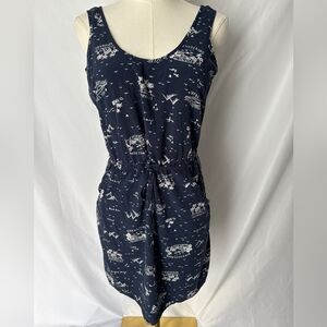 Gap Beach Novelty Print Drawstring Mini Dress Navy/White, Size XS